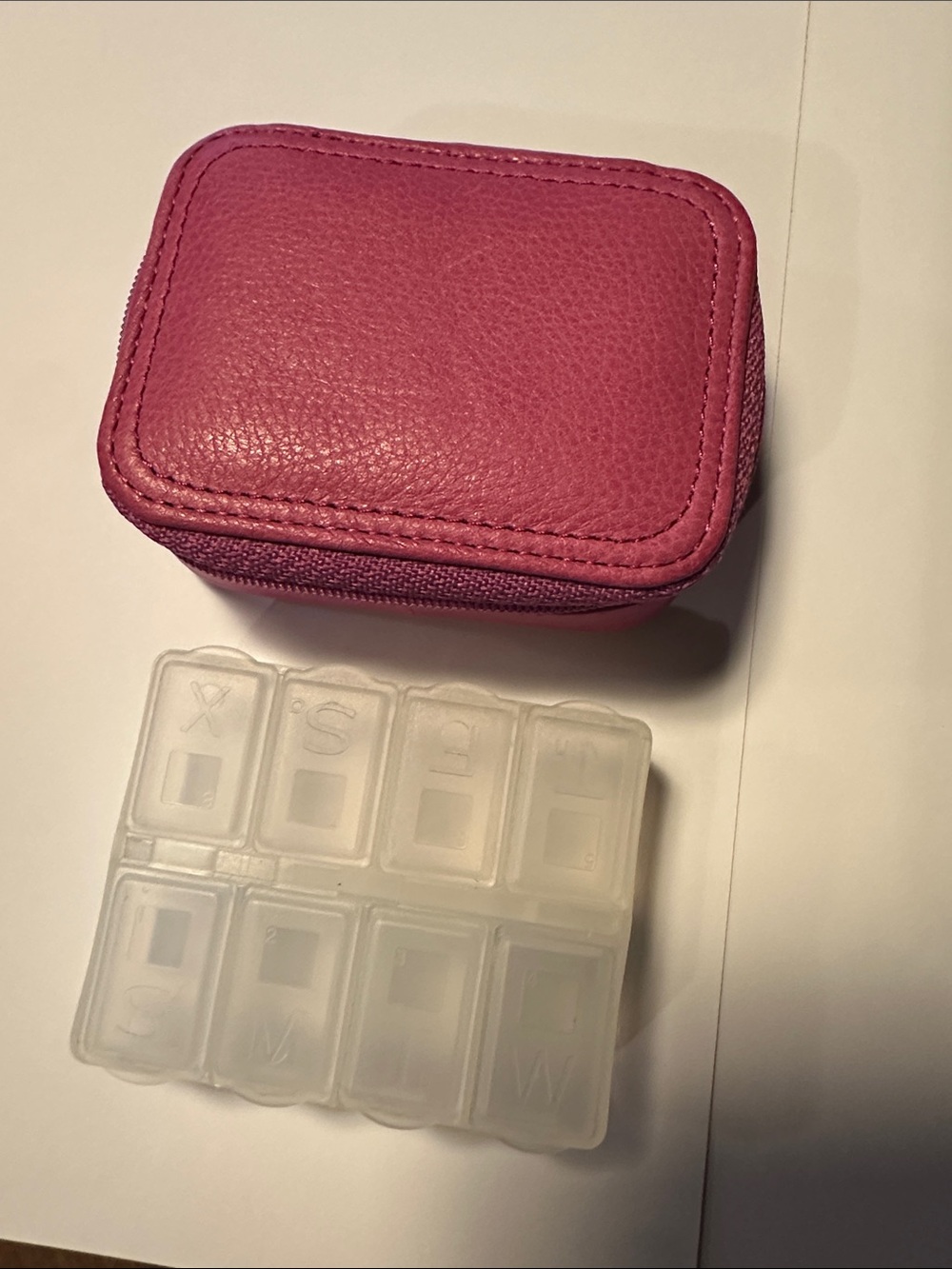 Pink Travel Pill Organizer Case with Pill Box